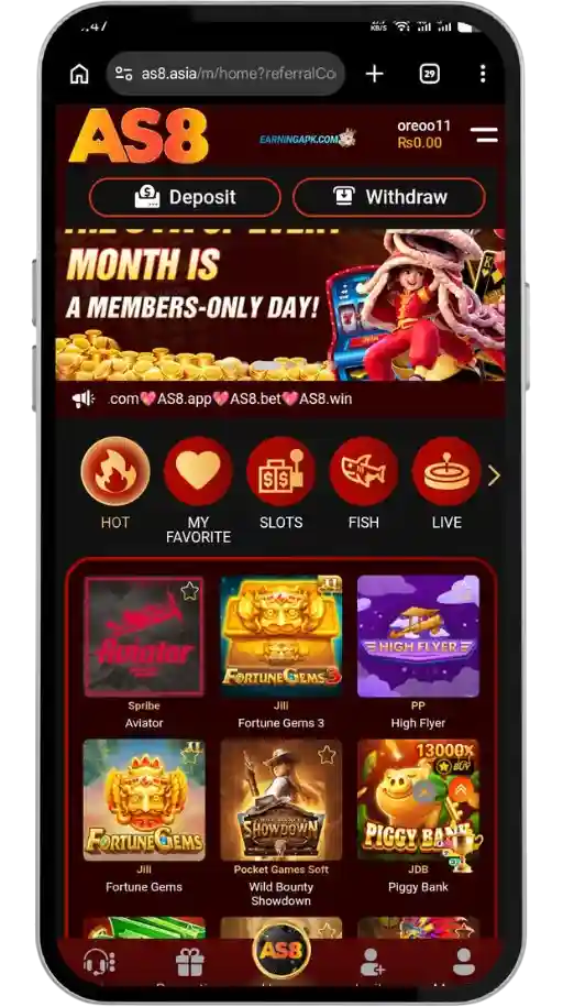 AS8 Game Deposit and Withdraw