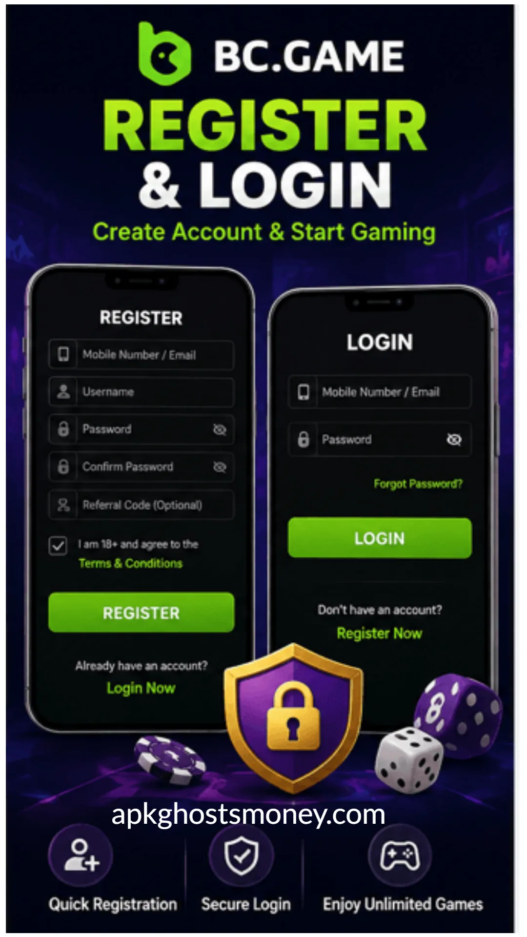 BC Game Login Register and Login
