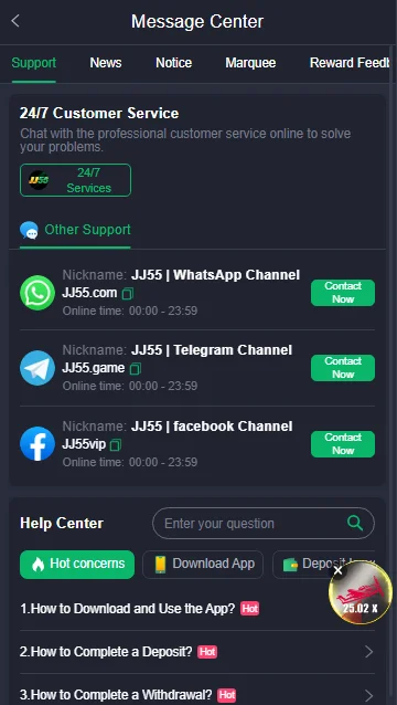 JJ55 Game Customer Support