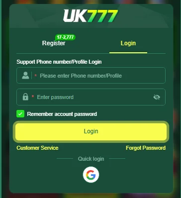 UK777 Game Register And Login
